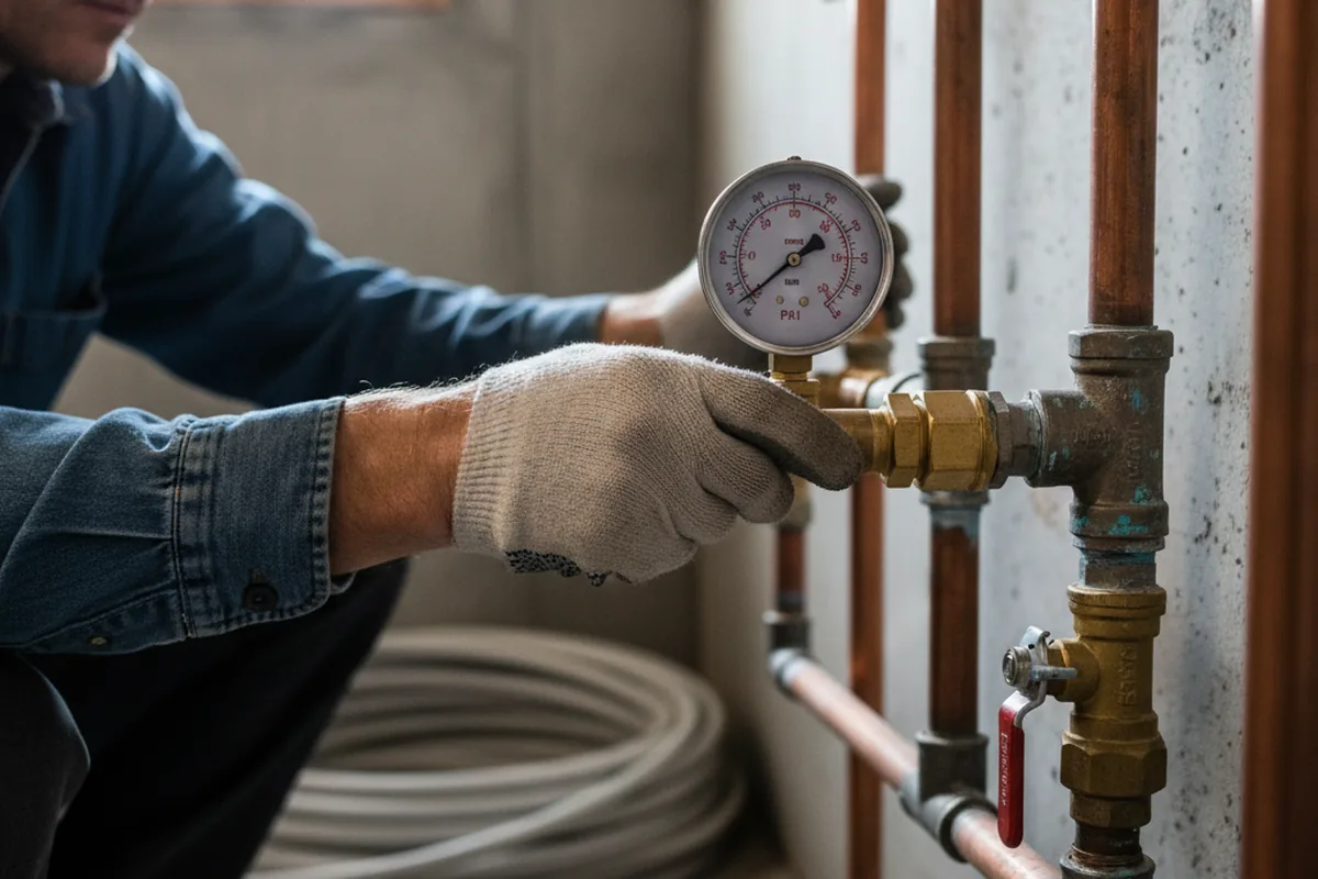 Pressure testing a repaired line during Water Line Repair in Hiwasse
